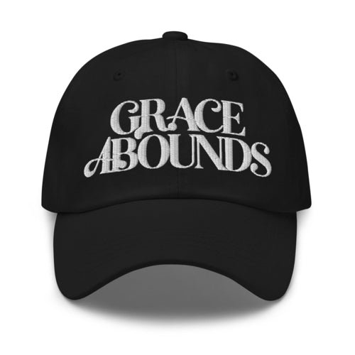 Embroidered Adjustable Baseball Cap - Grace Abounds - F/b