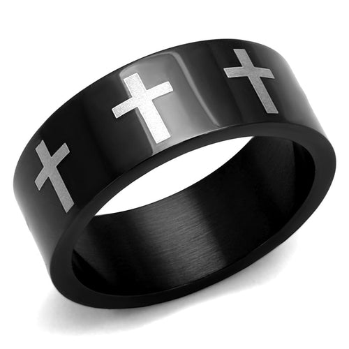 Faith Cross Black Stainless Steel Ring – Men & Women